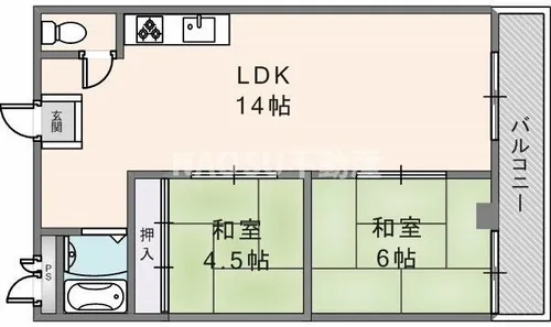 メゾン大和枚岡【B-2号室】の間取り