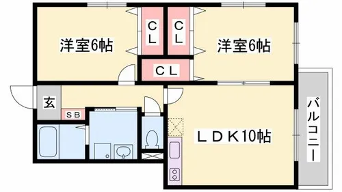 バードランドひめじ弐番館【102号室】の間取り