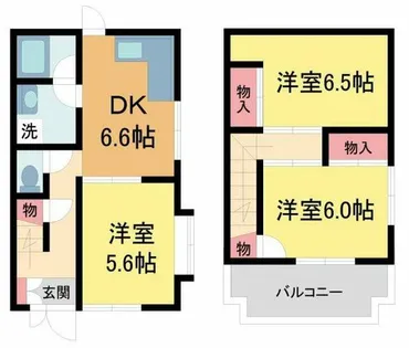 兵庫県宝塚市高司1丁目【テラスハウス】の間取り