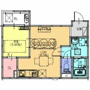 F+style八尾北本町2号館【3階】の間取り