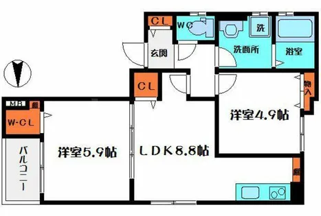 クリエオーレ新橋町【3階】の間取り