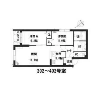 グランメール平和通公園【202号室】の間取り