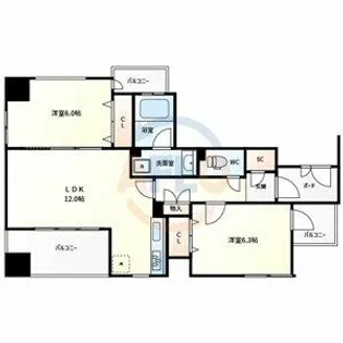 ディアステージ長堀【3階】の間取り