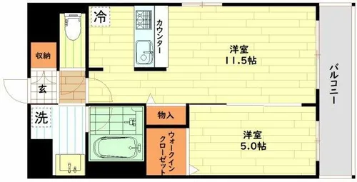 ルアナ北梅田【6階】の間取り