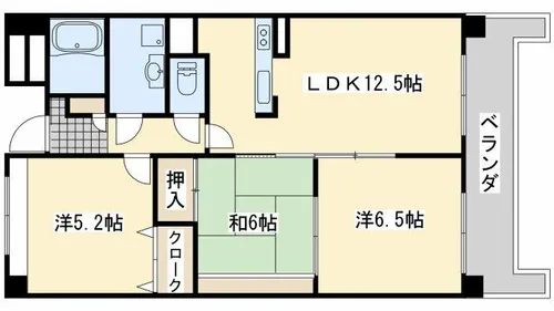 サンダモン北勘【3階】の間取り