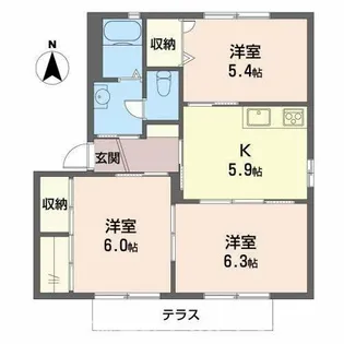 加東市梶原(シャルム 梶原 B)【1階】の間取り