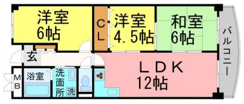 夙川グリーンタウン 南棟【502号室】の間取り