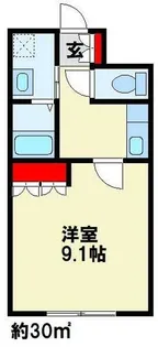 エバーラスティング輝 B棟【105号室】の間取り