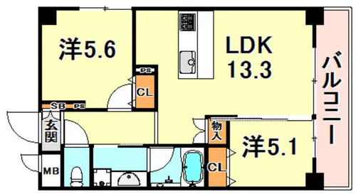 ジョイフル神戸摂津本山【2階】の間取り