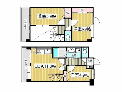 J-スクエア【11階】の間取り