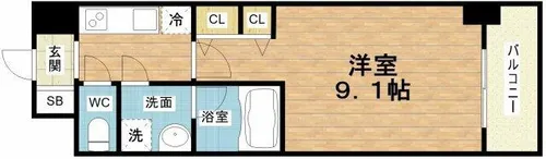 セイル淀屋橋【12階】の間取り