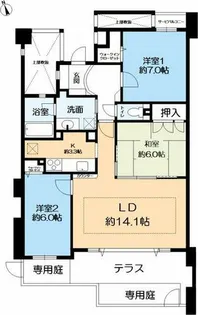 セレッソコート芦屋ヴェルグラード【1階】の間取り