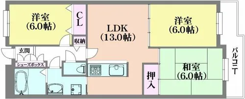 ハイツ雲雀丘【5階】の間取り