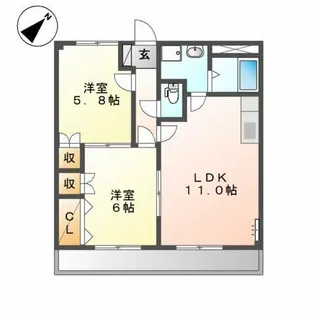 マンションルミナス【2階】の間取り