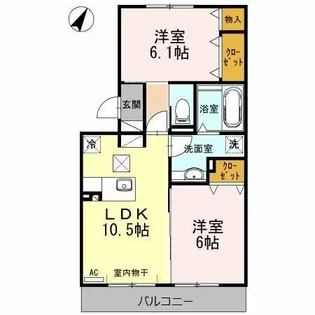 ルピナス宇野【1階】の間取り