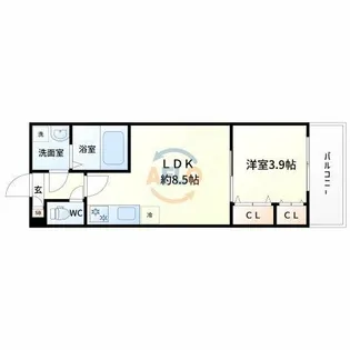 ジーメゾン姫島アウラ【2階】の間取り