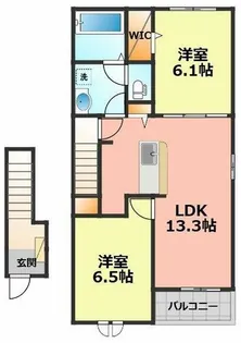 愛知県北名古屋市片場新町【アパート】の間取り