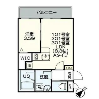 ジュネス千種【3階】の間取り