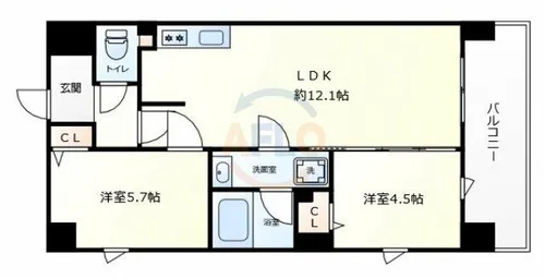 プレステージ12番館【4階】の間取り