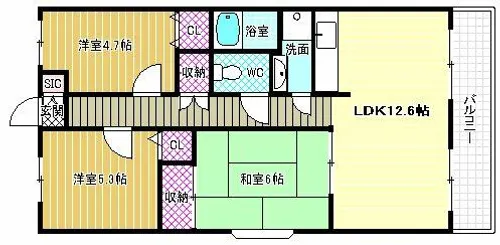 ハイグレード高井田【6階】の間取り