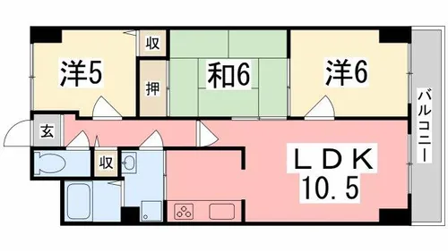 ラフェスタ大塩【305号室】の間取り