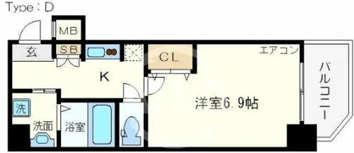 レジュールアッシュ難波リュクス【11階】の間取り
