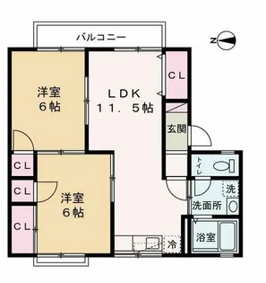 シャトルSK B棟【203号室】の間取り