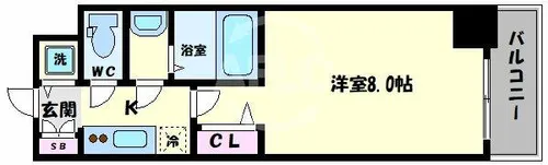 レジュールアッシュ天王寺堂ヶ芝【9階】の間取り