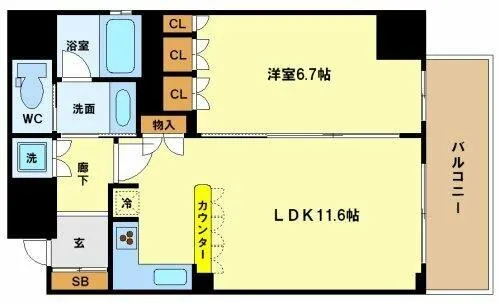 リーガル京町堀【9階】の間取り