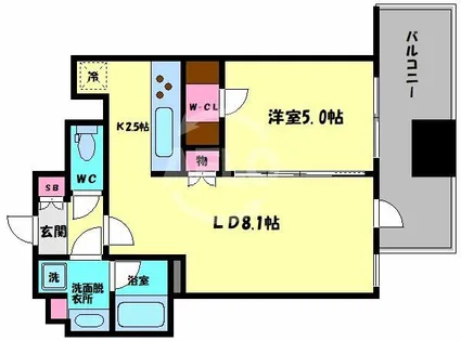 クレヴィアタワー御堂筋本町【14階】の間取り