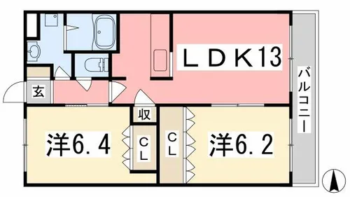 サンシャイン2号館【202号室】の間取り