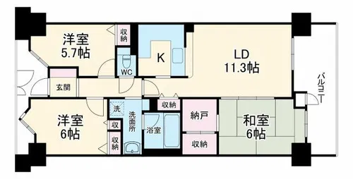 レジオンスクエア緑地公園3番館【6階】の間取り