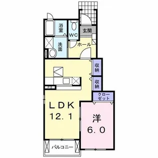 パレストⅡ番館【1階】の間取り