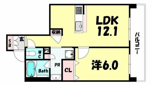 ワコーレKOBE元町通【6階】の間取り