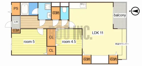 シャルム・ヒメゴー【2-C号室】の間取り