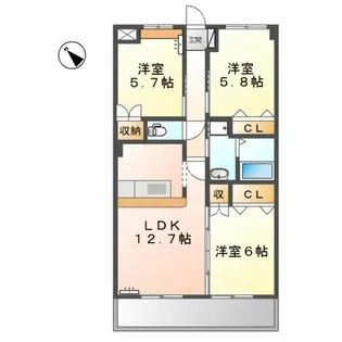 リバーヒルズ・S【2階】の間取り