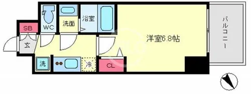 プレサンスOSAKA DOMECITYクロスティ【11階】の間取り