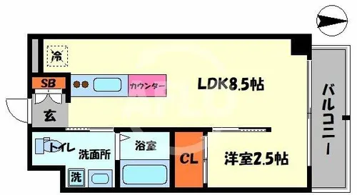 アイボリーポワント難波WEST【9階】の間取り