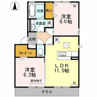 ラ・フィーネ東田 B棟【1階】の間取り