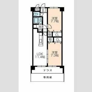 カトルフィーユ【102号室】の間取り