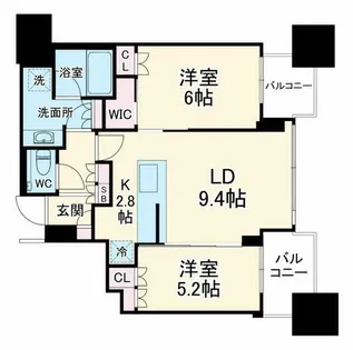 シティタワー大阪本町【23階】の間取り