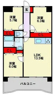 サンディエゴ永野Ⅴ【3階】の間取り