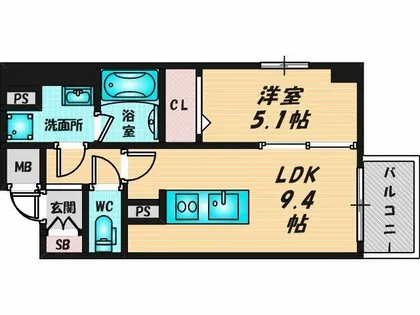 プレミアム菱屋西【4階】の間取り