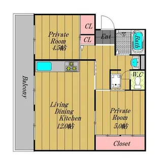 ヴィラナリー狭山2号棟【1階】の間取り