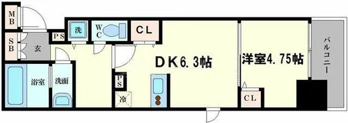 ラグゼ難波南【9階】の間取り