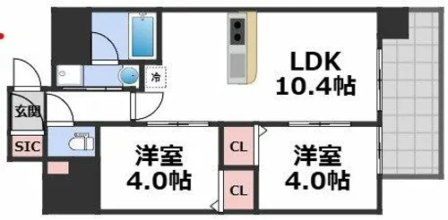 スプランディッド玉造【7階】の間取り