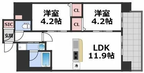 スプランディッド玉造【4階】の間取り
