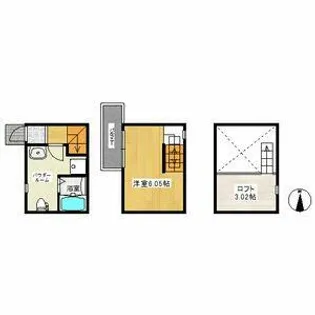 アースクエイク川間【102号室】の間取り