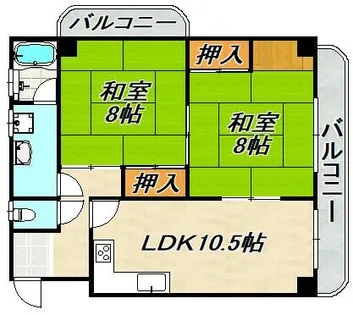 惣町サンハイツ2号棟【3階】の間取り