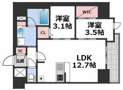コンフォリア・リヴ北浜高麗橋【11階】の間取り